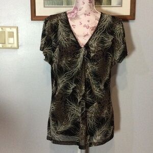 Croft & Barrow Black & Tan Blouse